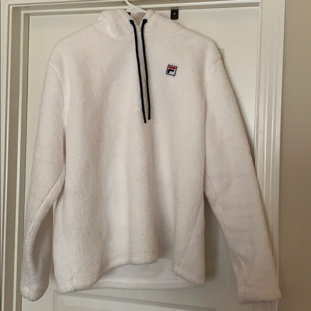 Fila White Fuzzy Hoodie!